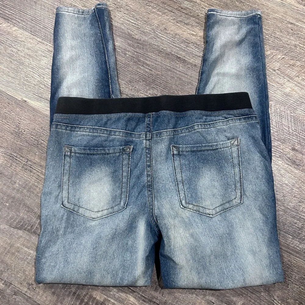 LEI Women's Blue Denim Jeggings with Black Waistband - Picture 3 of 3